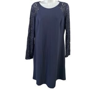 Tommy Hilfiger Navy Lace Sleeve Dress Women’s 6 Classic Cocktail Sheath